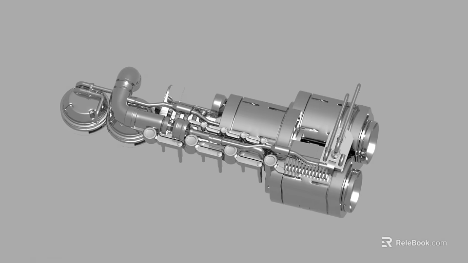 Detailed 3D Model of Mechanical Component With Metal Gears and Pipes 3d model 