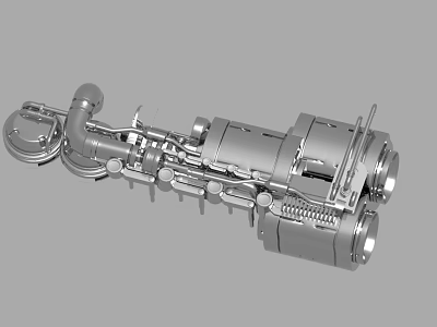Detailed 3D Model of Mechanical Component With Metal Gears and Pipes 3d model