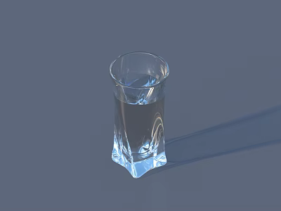 Clear Tall Wine Glass With Liquid Inside On Grey Background And Shadow 3d model