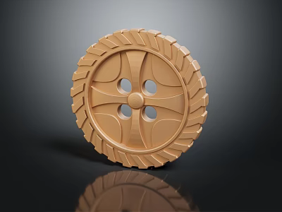 Durable Metal Hardware Tool Wheel Featuring Textured Rim and Central Holes Structure 3d model
