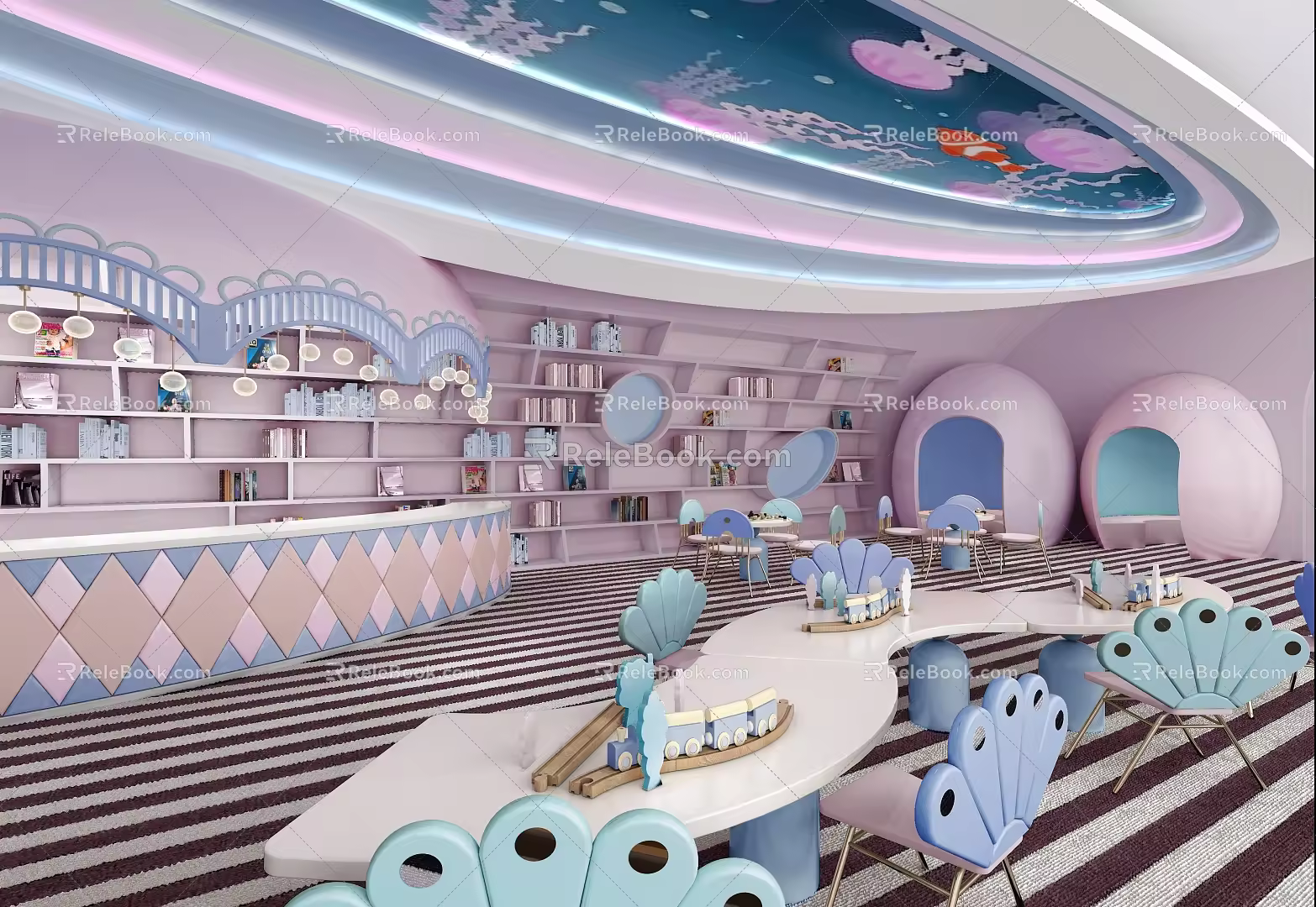 Modern Children's Reading Room 3d model