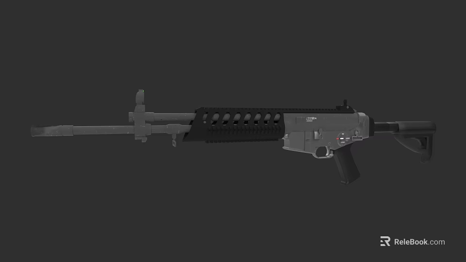 Modern Tactical Rifle With Black Finish Barrel And Magazine Features 3d model 