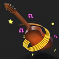 Vibrant Musical Instruments Art Supplies With Acoustic Guitar Music Notes And Stars