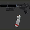 Tactical Weapon Pistol With Silencer And Detachable Silver Red Stripe Magazine