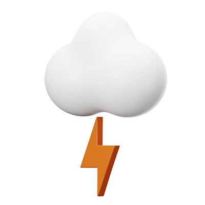 Modern Decorative Ornament Set With White Cloud And Orange Lightning Bolt 3d model