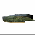 Sun Camping Site With Teepee Tents Wooden Frames Green Grassland And Mountain Backdrop