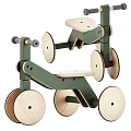 Wooden Children's Bed Modern Stylish Design With Green Frame Natural Wood Wheels And Sturdy Steps