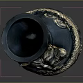 Stunning Decorative Black And Gold Vase With Intricate Dragon Design