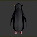 Decorative Origami Penguin With Dark Blue Body White Belly Pink Beak Feet And Yellow Crest