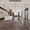 Modern Office Lobby Reception Desk With Marble Countertop And Polished Floor Design