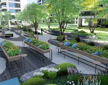 Modern Garden Landscape Leisure Square Park 3d model