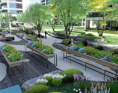 Modern Garden Landscape Leisure Square Park 3d model