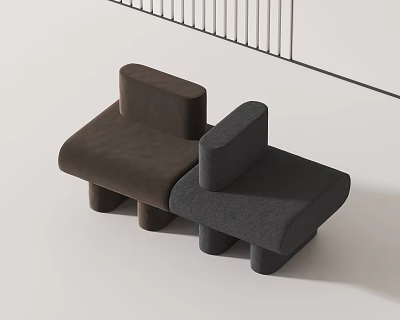 Modern Modular Sofa Set With Brown And Gray Upholstery And Cylindrical Legs 3d model