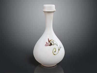 White Ceramic Vase With Decorative Floral Patterns For Home Furniture 3d model