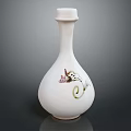 White Ceramic Vase With Decorative Floral Patterns For Home Furniture