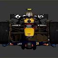 Blue And Yellow Formula 1 Race Car With Oracle Grace Logos And Red Rims