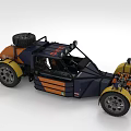 Modified Off Road Car Featuring Orange Blue Body Spare Tire And Open Design