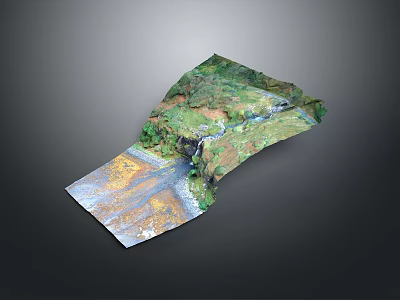 Realistic Detailed 3D Terrain Model Showcasing Natural River Grassland And Mountains 3d model