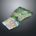 Realistic Detailed 3D Terrain Model Showcasing Natural River Grassland And Mountains