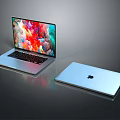 Apple Silver Laptop with Open Design and Colorful Display Screen 3d model