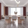 Elegant Restaurant Dining Area With Wooden Oval Table Metal Frame Woven Chairs And Vase Decor