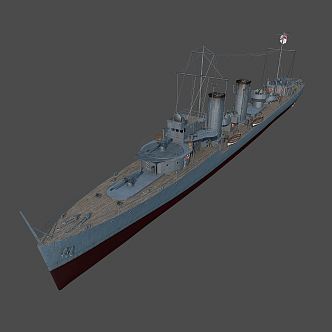 modern warship-class destroyer 3d model