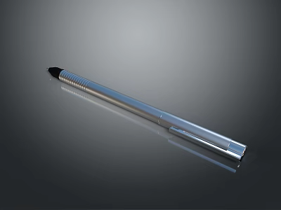 Silver Metal Handle Makeup Brush With Black Bristles For Daily Cosmetic Use 3d model
