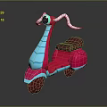 3D Model Motorcycle With Pink Blue Body Horn Big Eye And Purple Seat