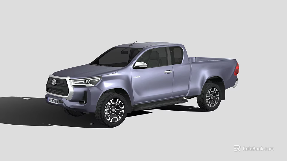 Silver Modern Pickup Truck With Double Cab And Sleek Cargo Bed Design 3d model 