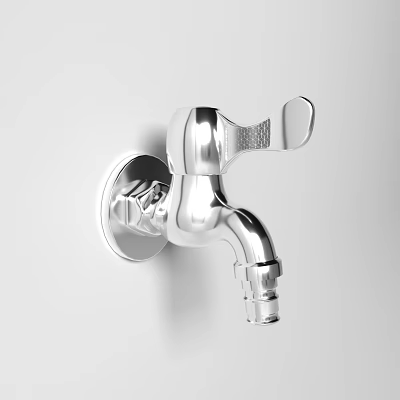 Modern Chromed Shower Faucet With Single Handle And Wall Mounted Design For Bathroom 3d model