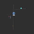 Car Moving Under Green Traffic Light With Straight Arrow Road Sign