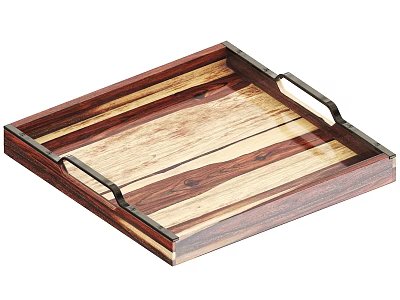 Wooden Cutlery Set Tray With Metal Frame And Handles For Kitchen Dining 3d model