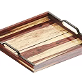 Wooden Cutlery Set Tray With Metal Frame And Handles For Kitchen Dining