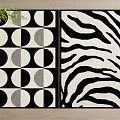 Square Rugs Featuring Black White Gray Geometric Patterns And Zebra Striped Designs 3d model