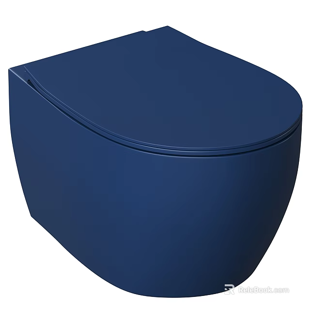 Blue Modern Sleek Toilet With Smooth Surface And One Piece Design 3d model