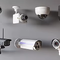 Surveillance camera monitor spherical camera infrared monitor probe monitoring combination 3d model