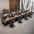 Modern Industrial Solid Wood Office Desks With Partitions For Spacious Open Plan Team Workplace