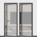 Modern Glass Swing Door With Black Frame For Interior Living Room Design