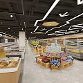 Well Lit Supermarket Department Store Interior Featuring Fresh Fruits Vegetables And Refrigerated Sections
