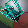 Airplane Cockpit Interior With Green And Red Sections Detailed Dashboard And Seats