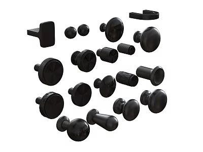 Black Door Handles Collection With Various Shapes And Sizes For Home Use 3d model