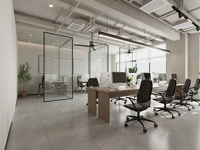 modern public office area office area 3d model