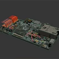 Electronic Circuit Board Featuring Orange Connectors USB Port And Integrated Chips