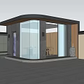 Modern Porch Design With Curved Roof Glass Doors Wooden Accents And Stone Wall