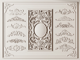 French carved plaster 3d model