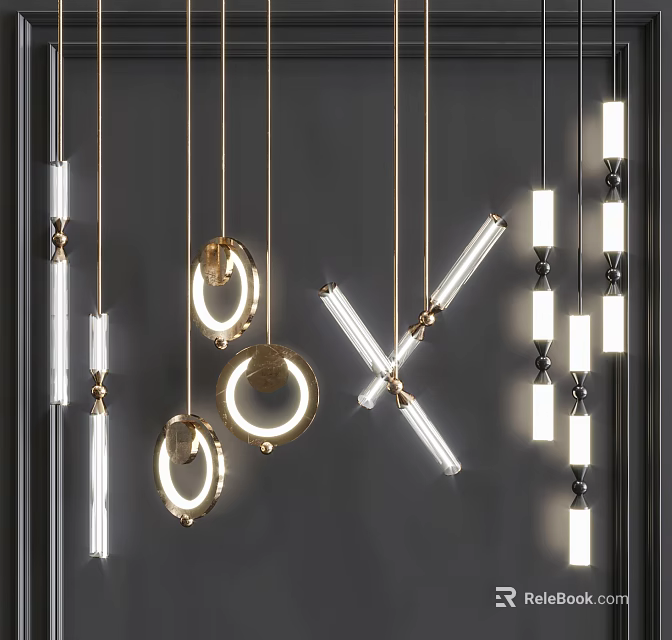 Modern Geometric Pendant Lights With Metallic And Glass Design For Interior Decor 3d model 