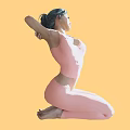 Woman Doing Stretching Exercise In Pink Sportswear Against Orange Background