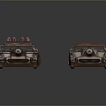 Vintage Rusty Police Cars With Old Sirens And Worn Exteriors On Gray Background