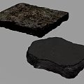 Rough Textured Natural Stone Slabs with Irregular and Square Shapes 3d model