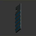 Futuristic Tactical Weapon Featuring Layered Metallic Design With Blue Accent Lines